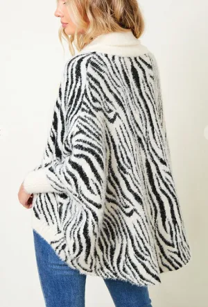 DOLMAN LONG SLEEVE ANIMAL PRINTED CARDIGAN.