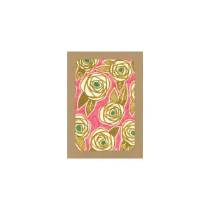 New! Gold Roses on Pink Note Card Set