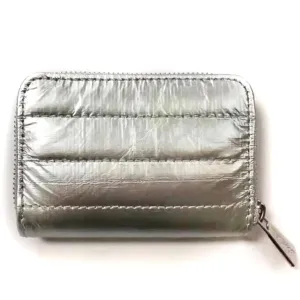 Puffer Silver Zipper Wallet by HiLoveTravel